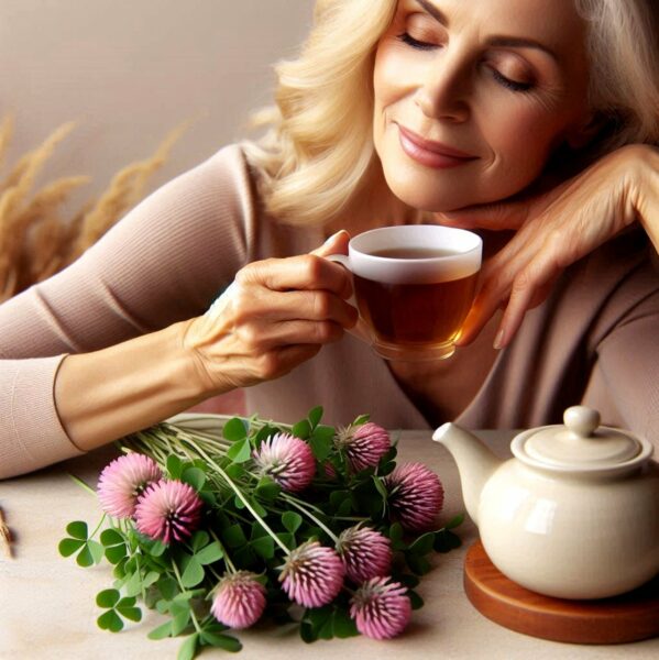 herbal wellness Woman drinking tea and relaxing